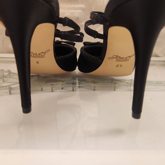 Jewel Badgley Mischka " Klarise" Black Satin Heels. NIB. Size 6 - Picture 8 of 13